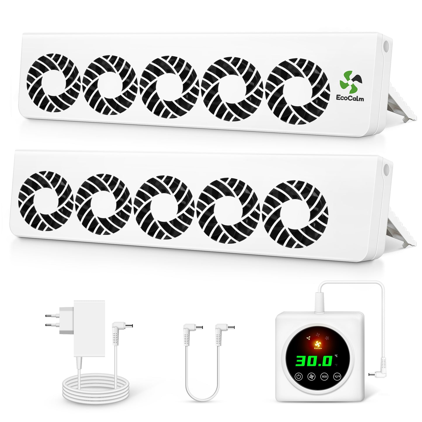 ecoCalm Radiator Fan Booster 2.0 for Home, Smart Radiator Ventilator with Thermostat Controller, Suitable for Radiators Such as TYP21, TYP22, TYP32 (Duo Set)