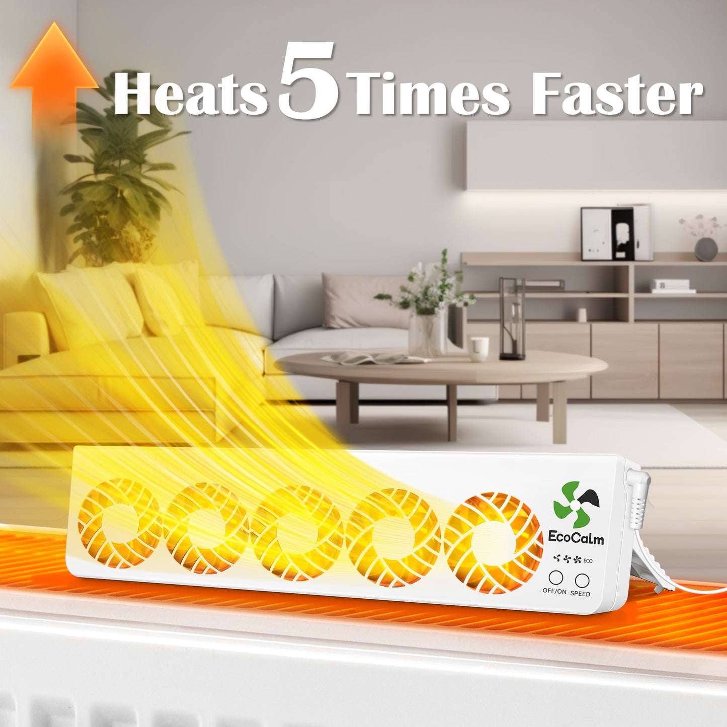 EcoCalm Booster Fan for Heater with Smart Heat Sensor, Heating Accessory for Home - Radiator Ventilator Increase the Heat Efficiency and Save Energy (Single Set)