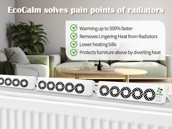 EcoCalm Booster Fan for Heater with Smart Heat Sensor, Heating Accessory for Home - Radiator Ventilator Increase the Heat Efficiency and Save Energy (Triple Set)