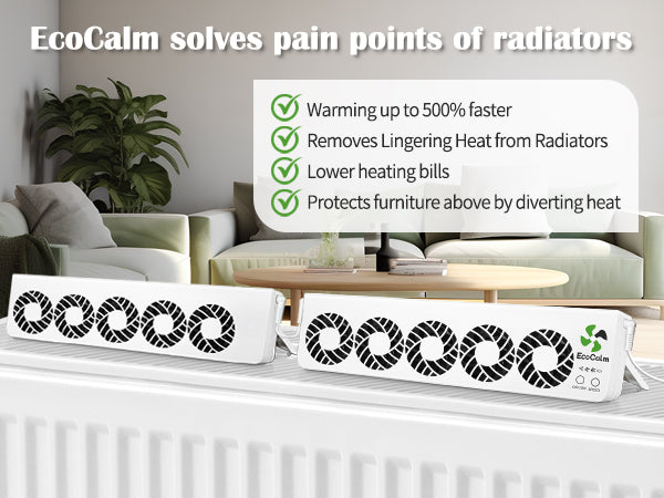 EcoCalm Booster Fan for Heater with Smart Heat Sensor, Heating Accessory for Home, Radiator Ventilator Increase the Heat Efficiency and Save Energy (Double Set)