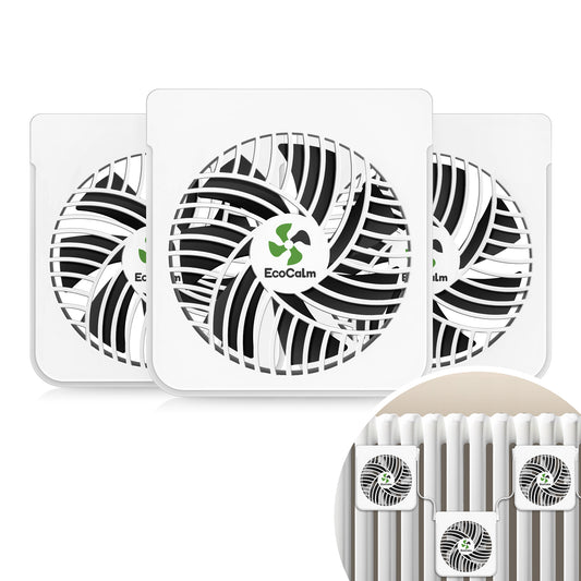 ecoCalm Heater Fan for Cast Iron Radiator/Oil Filled Radiator, Radiator Fan Booster Fixed with Strong Magnets, 3 Smart Ventilators Saves Energy and Increases The Heating Efficiency
