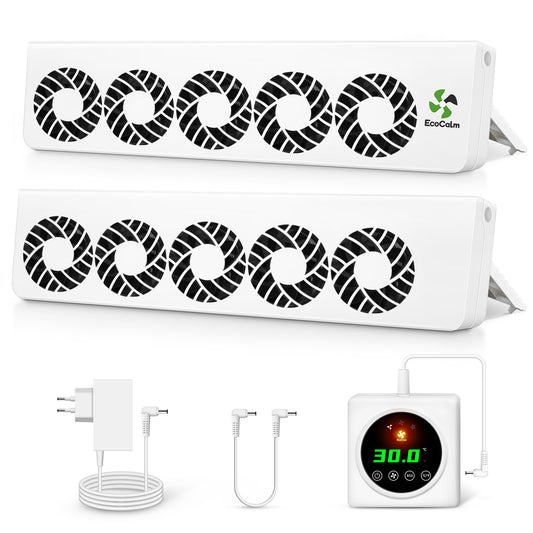 ecoCalm Radiator Fan Booster 2.0 for Home, Smart Radiator Ventilator with Thermostat Controller, Suitable for Radiators Such as TYP21, TYP22, TYP32 (Duo Set)