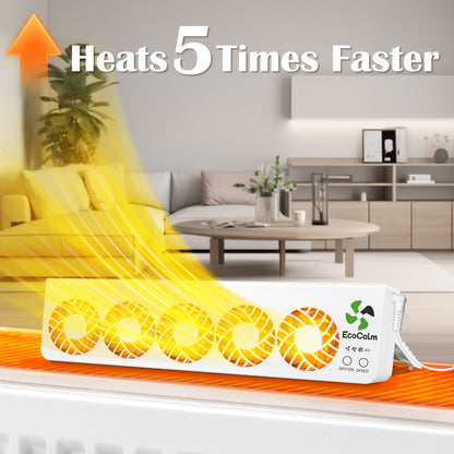 EcoCalm Booster Fan for Heater with Smart Heat Sensor, Heating Accessory for Home - Radiator Ventilator Increase the Heat Efficiency and Save Energy (Single Set)