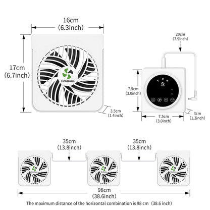 ecoCalm Heater Fan for Cast Iron Radiator/Oil Filled Radiator, Radiator Fan Booster Fixed with Strong Magnets, 3 Smart Ventilators Saves Energy and Increases The Heating Efficiency