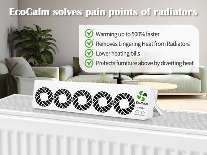 EcoCalm Booster Fan for Heater with Smart Heat Sensor, Heating Accessory for Home - Radiator Ventilator Increase the Heat Efficiency and Save Energy (Single Set)